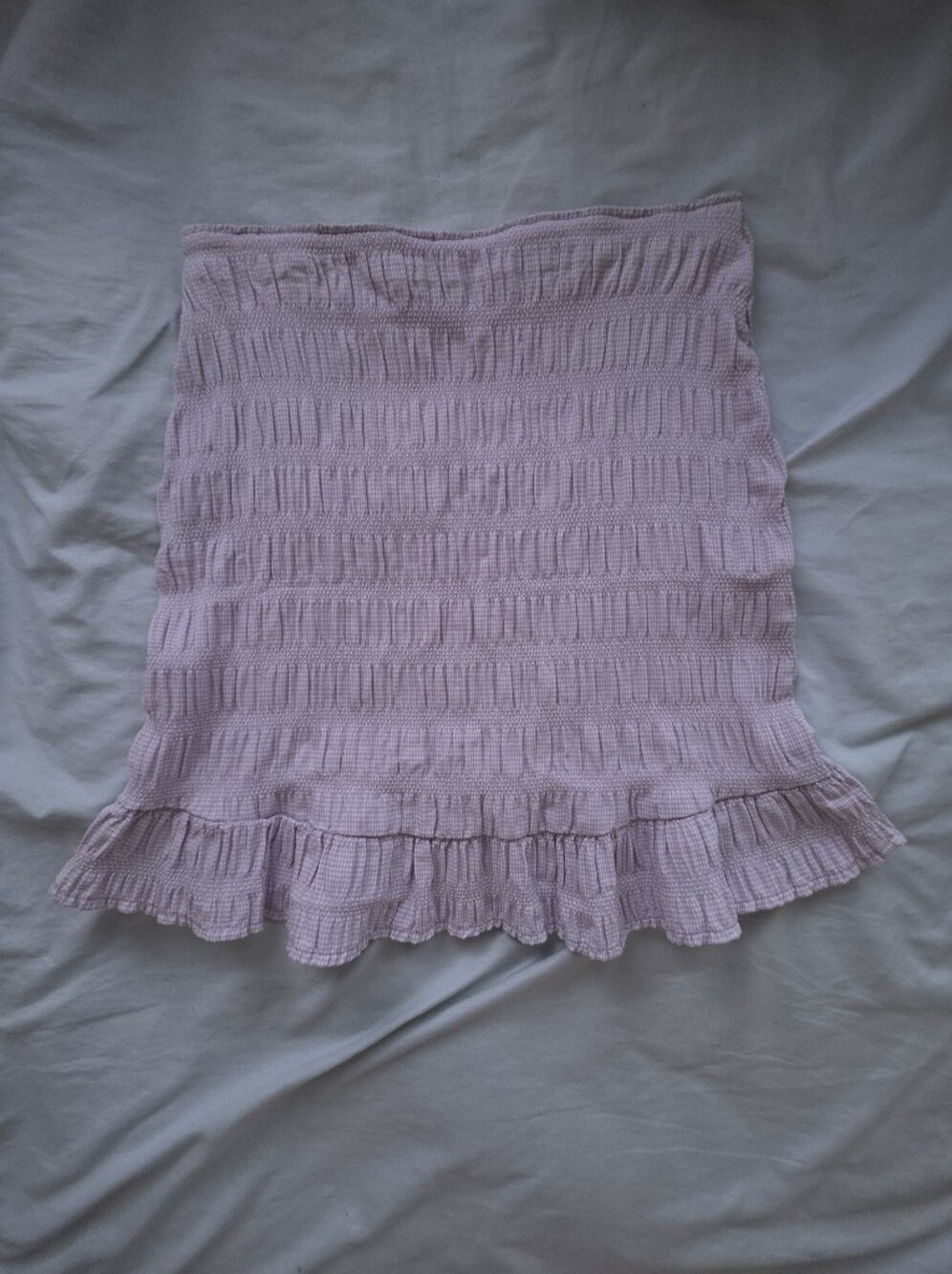 Smocked Ruffled Mini Skirt in Lilac